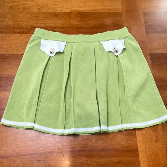 Daisy Sage Green Pleated Mini Skirt Women’s Large Preppy Tenniscore Knit Skort - Picture 7 of 11